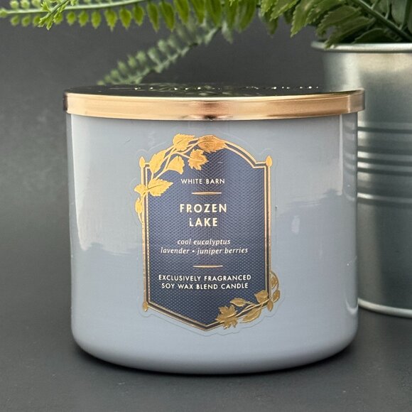 BBW Frozen Lake White Barn Bath & Body Works 3 Wick Candle - Picture 1 of 10